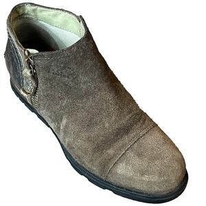 Sorel Major Low Ankle Boots Brown Distressed‎ Suede Side Zip Womens 7 UK 5 EU 38